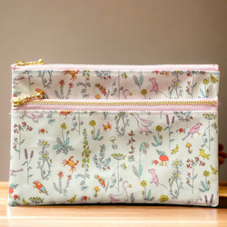 再販【 Wファスナー ＋ 後ポケット 】リバティ／ラミネートポーチ9