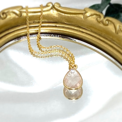 【天然石】宝石質ローズクォーツのネックレス(10月誕生石) 2枚目の画像