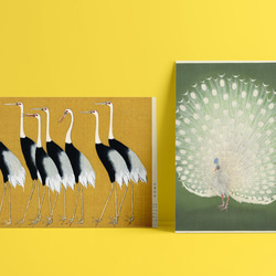 【NO.37】白い孔雀の日本画アートポスター和柄☆お正月鳥和モダン和室インテリア雑貨☆ハガキA4A3A2A1B4B3B2 7枚目の画像