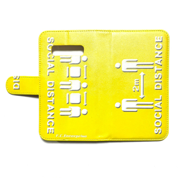 ソーシャルディスタンス 3 黄 イエロー ピクトグラム スマートフォン ほぼ 全機種対応 スマホケース 手帳型ケース 2枚目の画像