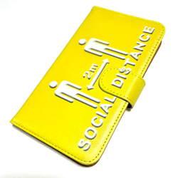 ソーシャルディスタンス 3 黄 イエロー ピクトグラム スマートフォン ほぼ 全機種対応 スマホケース 手帳型ケース 4枚目の画像