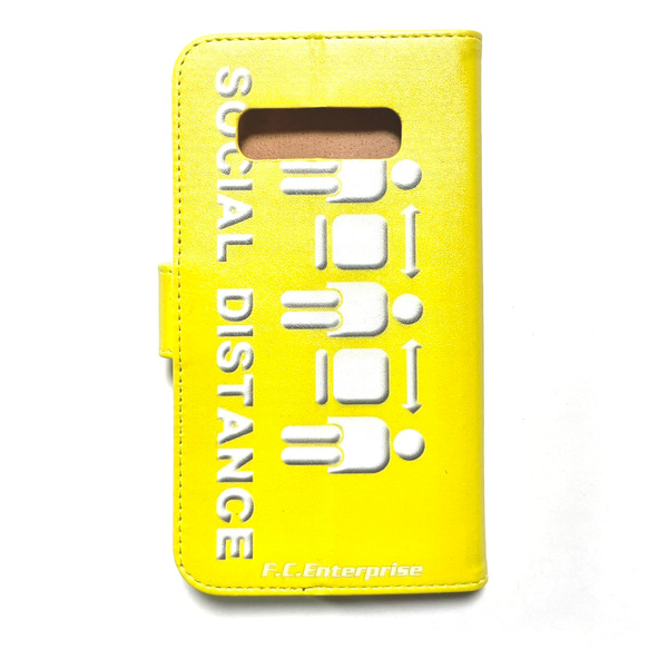 ソーシャルディスタンス 3 黄 イエロー ピクトグラム スマートフォン ほぼ 全機種対応 スマホケース 手帳型ケース 3枚目の画像