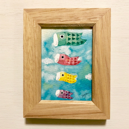透明水彩画「鯉のぼり」イラスト ミニ額 端午の節句 五月人形 透明水彩画「鯉のぼり」イラスト ミニ額 端午の節句 五月人形