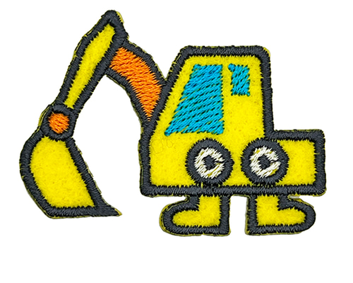 再販可能ꈍ .̮ ꈍふかふか刺繍スタイ＊ショベルカー＊ 刺繍ワッペン【ショベルカー】 ワッペン・アップリケ MONSTER PATCHES
