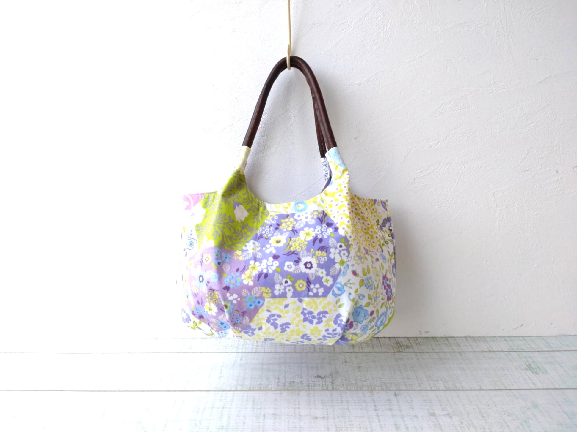 インポート ヘキサゴンパッチワーク [ラベンダー] バルーンバッグ