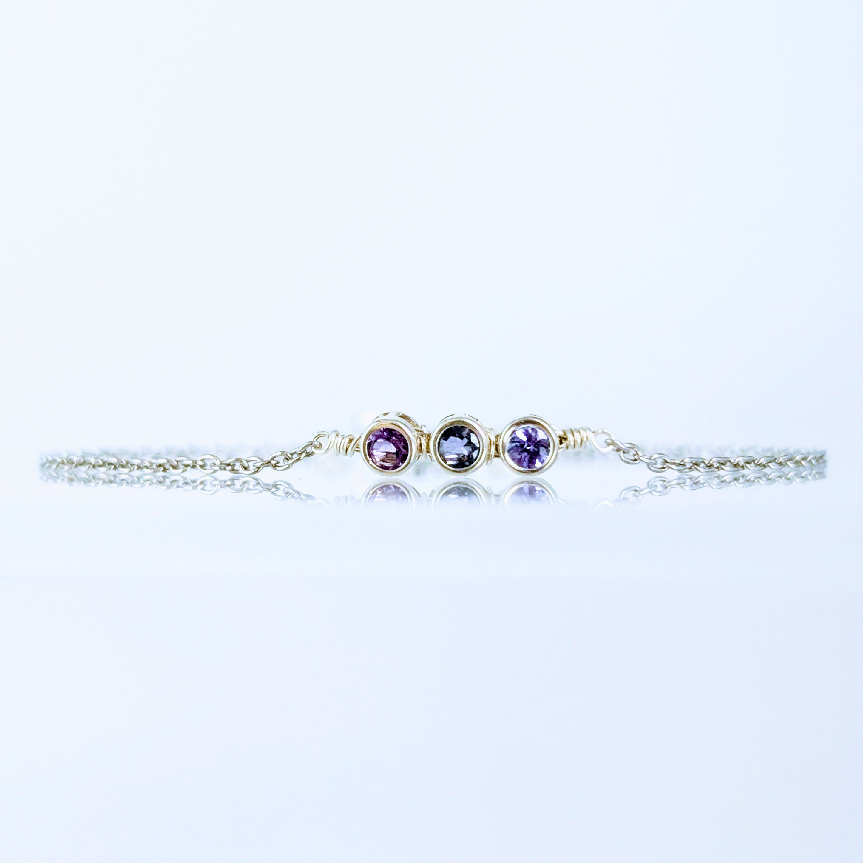 選べる【なかよし3人の誕生石】14kgf/SV925＆天然石ブレスレット☆アンクレット