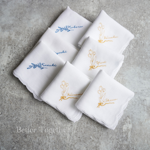 ✳︎チューリップブーケ✳︎刺繍ハンカチ✳︎ブライダルハンカチ