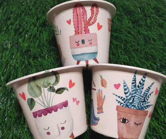 デコパージュ　ハンドメイド　リメ缶×3個　リメイク鉢　まつげちゃん リメ缶 3個セット B リメイク缶 デコパージュの通販 by Hello