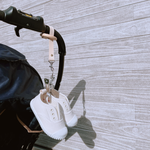 【国産 ヌメ革】ウッドリング シューズクリップ ヌメ革 ギフト 出産祝い オーダー 名入れ 5枚目の画像