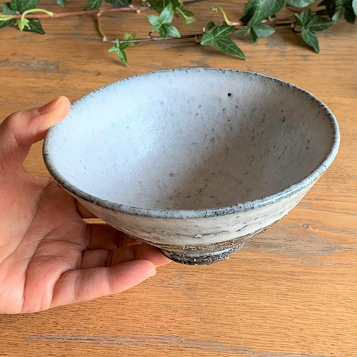 藁灰釉 抹茶大碗 茶道具 共箱