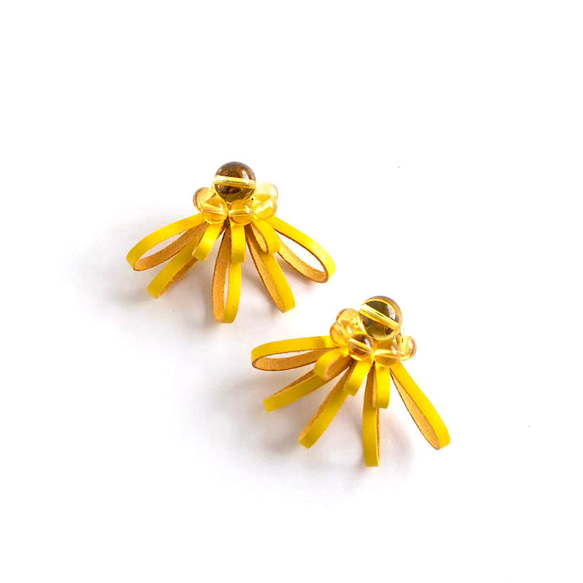 Sucre 【レザーピアス/イヤリング】〝yellow〟 5枚目の画像