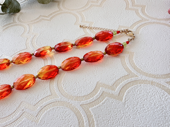 【Necklace Sunset】オレンジ のネックレス 特集掲載 夏 クリア2025 旅気分2025 夏色 9枚目の画像