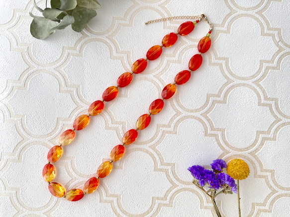 【Necklace Sunset】オレンジ のネックレス 特集掲載 夏 クリア2025 旅気分2025 夏色 7枚目の画像
