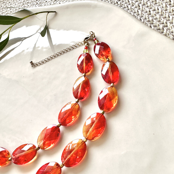 【Necklace Sunset】オレンジ のネックレス 特集掲載 夏 クリア2025 旅気分2025 夏色 6枚目の画像