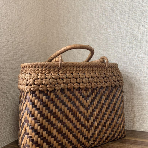 山葡萄・桜皮 籠バッグ 内布あり 花編み 網代編み かごバッグ 伝統工芸 