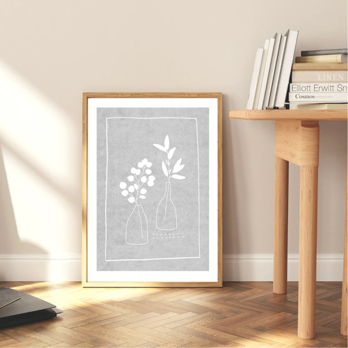 北欧 女性 額絵 額縁 植物画 ポスター 検）モモナチュラル