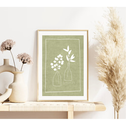 北欧 インテリア アート ポスター【 leafage . 】オリーブ :/082/ 花