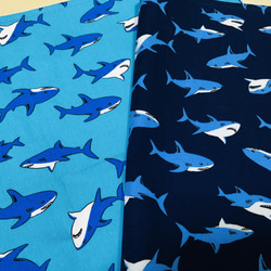 ★大きめ　ランチョンマット★35×50 ランチマット  ナプキン　給食　サメ　魚　海大判 2枚目の画像