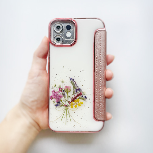 まいページ☆押し花ケース 花束みたいな・.｡*・:押し花 [全機種対応] スマホケース iPhone