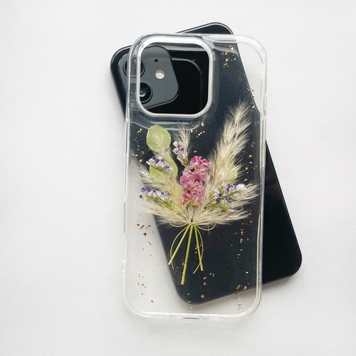 ハンドメイド押し花スマホケース　全機種対応 hanahana-gluck_uv0000610