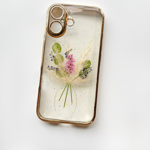 ナチュラルブーケ】 押し花スマホケース 全機種対応 ソフト
