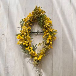 フレッシュミモザ　三日月リース 幸せのお月様＊ミモザ三日月リース＊ミモザムーンリース