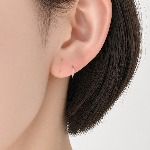 silver925】7㎜ 極小シンプル キャッチレスミニフープピアス#102