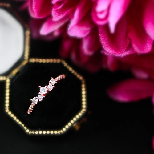 MR28】K18ピンクゴールド 星座のキラキラCZダイヤモンドリング