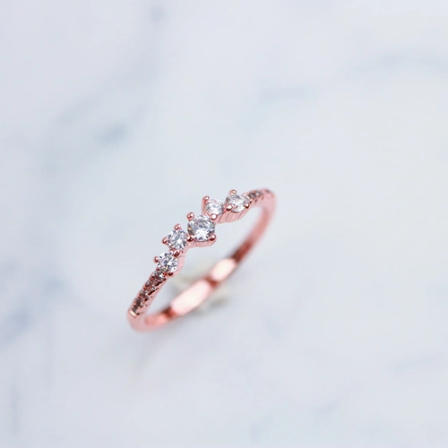 MR28】K18ピンクゴールド 星座のキラキラCZダイヤモンドリング ～夜空