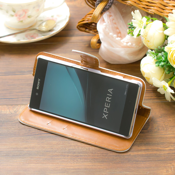 【カメラ穴あり】iPhone/Android対応  ミモザ【手帳型スマホケース】花柄 全機種対応 Xperia 13枚目の画像