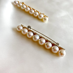 8連パールブローチ straight シルバー925製 あこや・淡水
