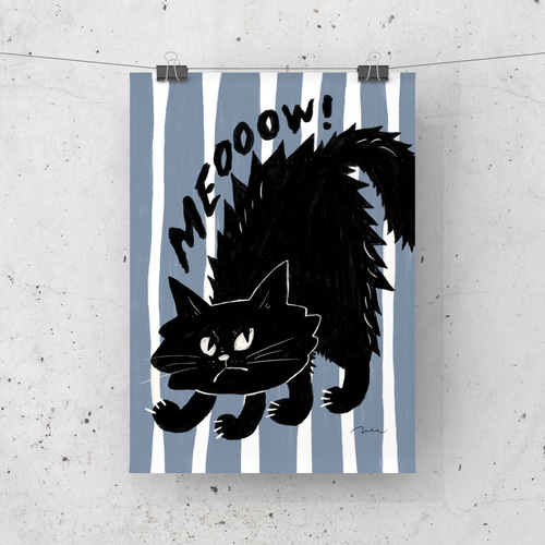 特別価格★【版画】『ボタンコレクター』（黒猫　猫アート　絵画） Amazon.co.jp: 特別価格版画『ボタンコレクター』（黒猫 猫