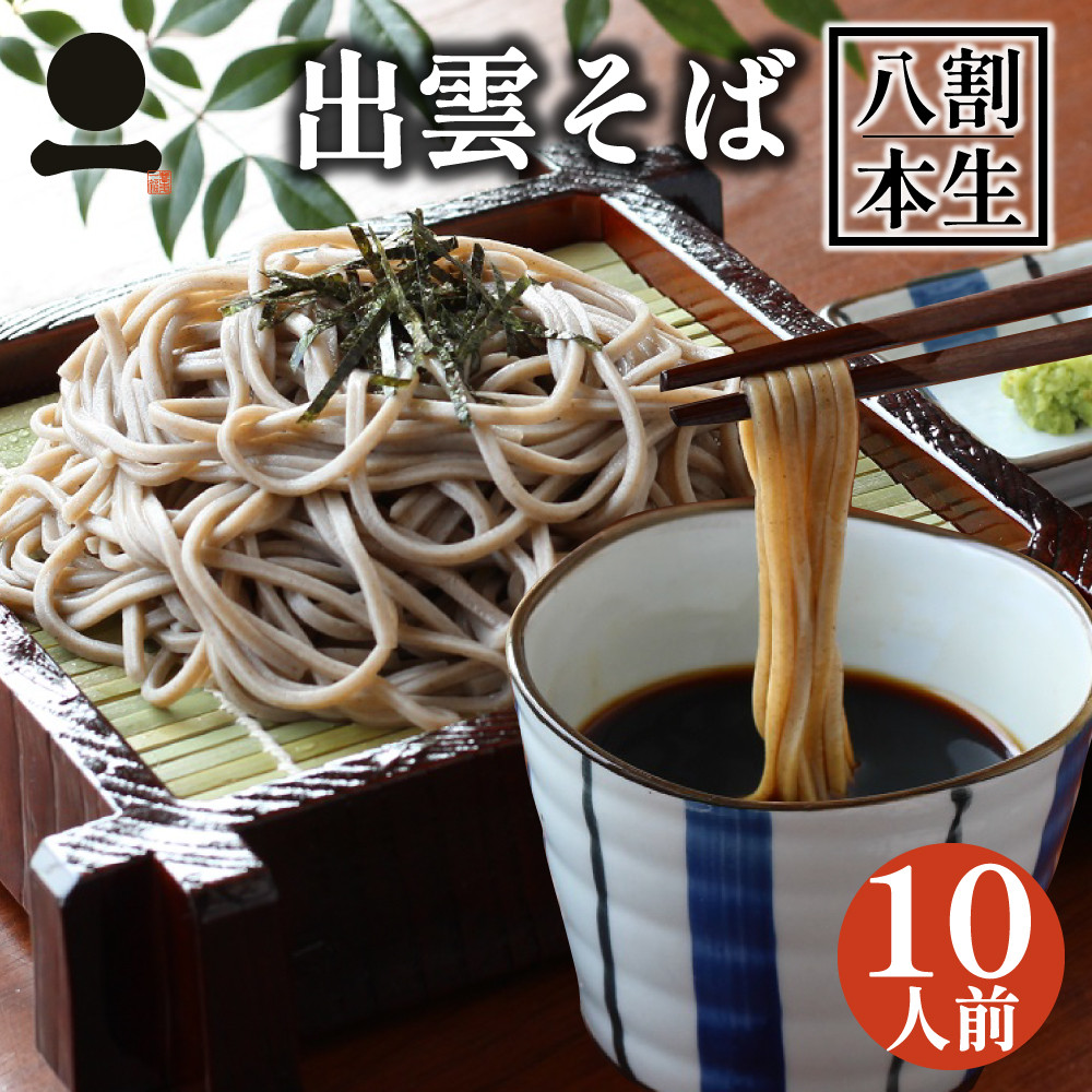 出雲そば 10人前【八割本生そば】つゆ付 二八そば 島根県産 お取り寄せ グルメ 贈答用 0555