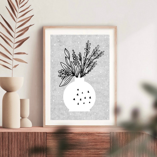 北欧 風 インテリア アート ポスター【 白い花瓶. 】:/087/ 花 植物