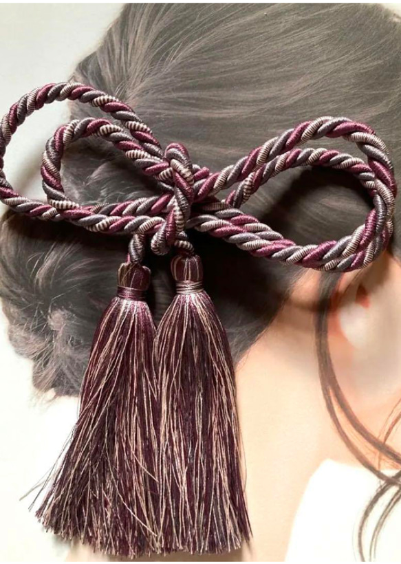 ワイヤーロープタッセル  ポニーヘア　和装ヘア　花嫁髪飾り ぐるぐるヘア 6枚目の画像