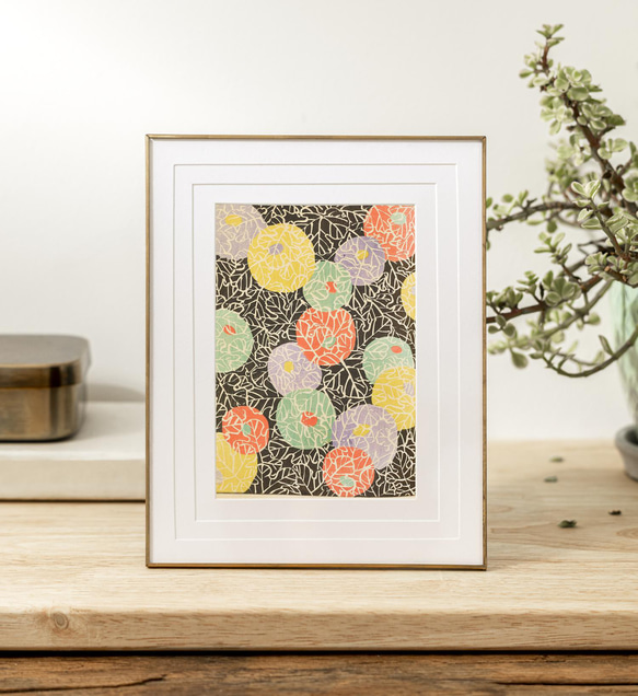 【NO.42】手毬のようなカラフルな日本画アートポスター☆和室インテリア和モダン大正ロマン★ハガキ2L判A4A3A2A1 7枚目の画像