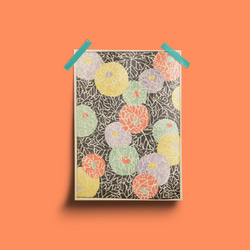 【NO.42】手毬のようなカラフルな日本画アートポスター☆和室インテリア和モダン大正ロマン★ハガキ2L判A4A3A2A1 5枚目の画像