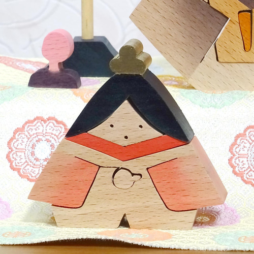 かわいいおひな様 組木雛人形 桃の節句 木製 木工 ＃1 ひな人形