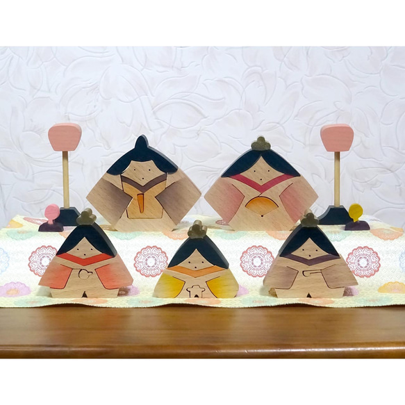 【超お買い得！】 かわいいおひな様 ひな人形 ＃1 木工 木製 桃の節句 組木雛人形 雛祭り