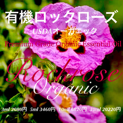 USDAオーガニックロック（シスト）ローズ（水蒸気蒸留法）精油