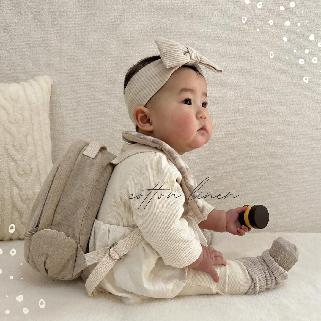 日本製コットンリネンのベビーリュック 名入れ 一升餅 １歳 一升米 ベビー リュック おしゃれ 人気 かわいい 保育園