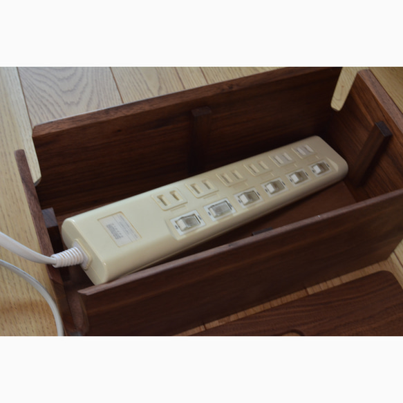 受注生産 職人手作り ケーブルボックス コードケース テレワーク ギフト 無垢材 一人暮らし 家具 木製 LR2018 4枚目の画像