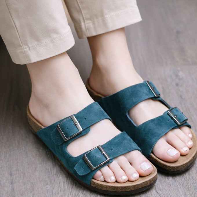 本革 牛革 サンダル グリーン レディース メンズ ご主人 誕生日 父の日