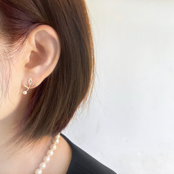 珍珠和葉子耳環 第2張的照片