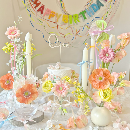 お家スタジオ　アーティフィシャルフラワー　造花　ハーフバースデー おうちスタジオレンタルセット / お誕生日/ハーフバースデー / ニュー