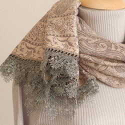 OYA Needlelace shawl [Ates] Ash gray & Gold 第2張的照片