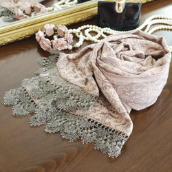 OYA Needlelace shawl [Ates] Ash gray & Gold 第5張的照片
