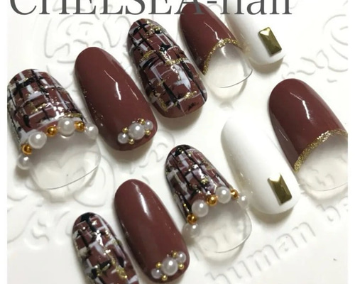 ツイードネイル(ブラウン) ネイルチップ（つけ爪） CHELSEA-nail 通販