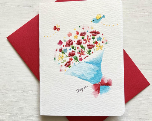 650＊母の日カーネーション 水彩画 原画 透明水彩画