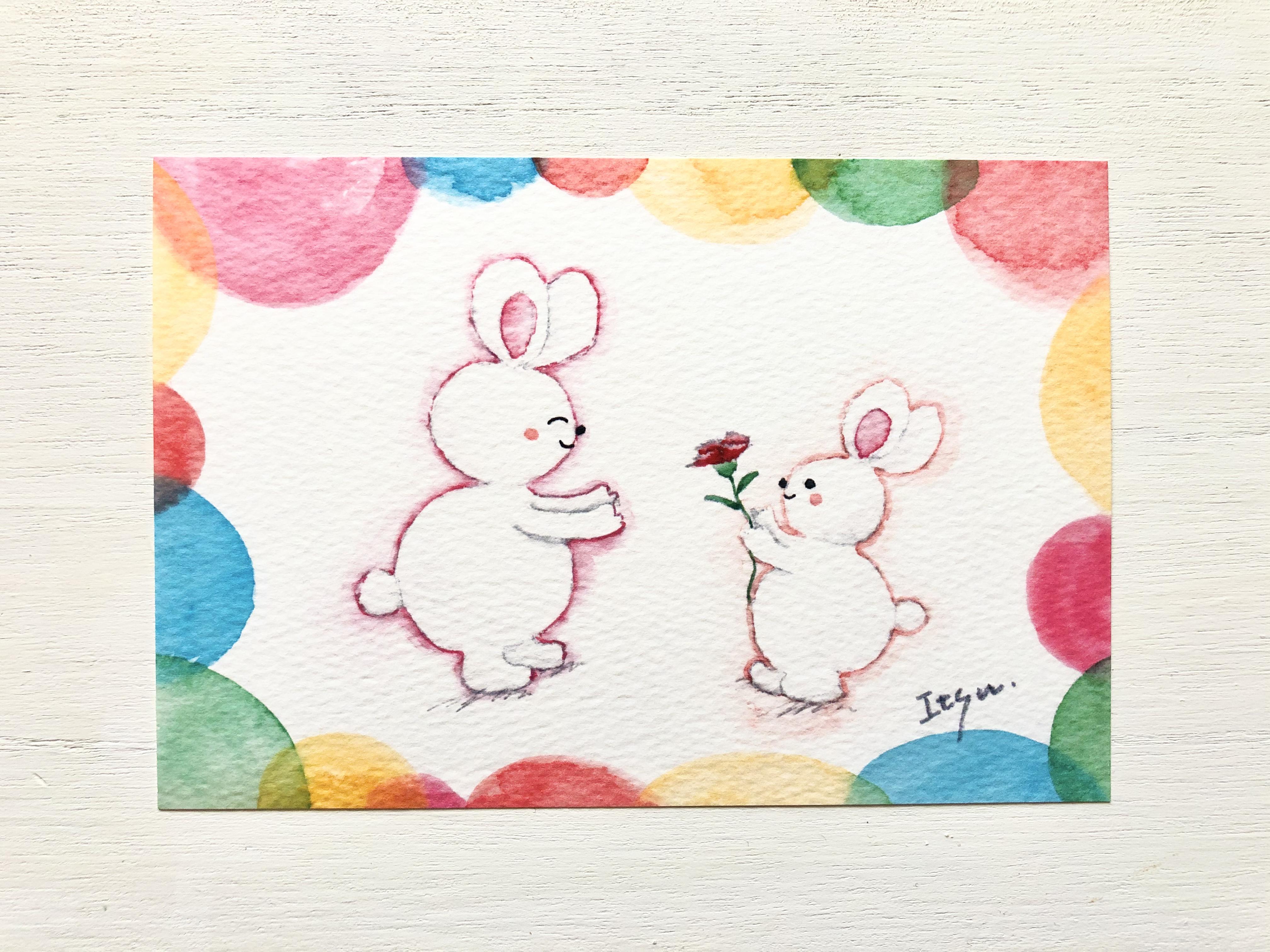 お母さんと一緒(水彩画 )